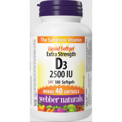 Vitamin D3 2500 IU (180 softgels)