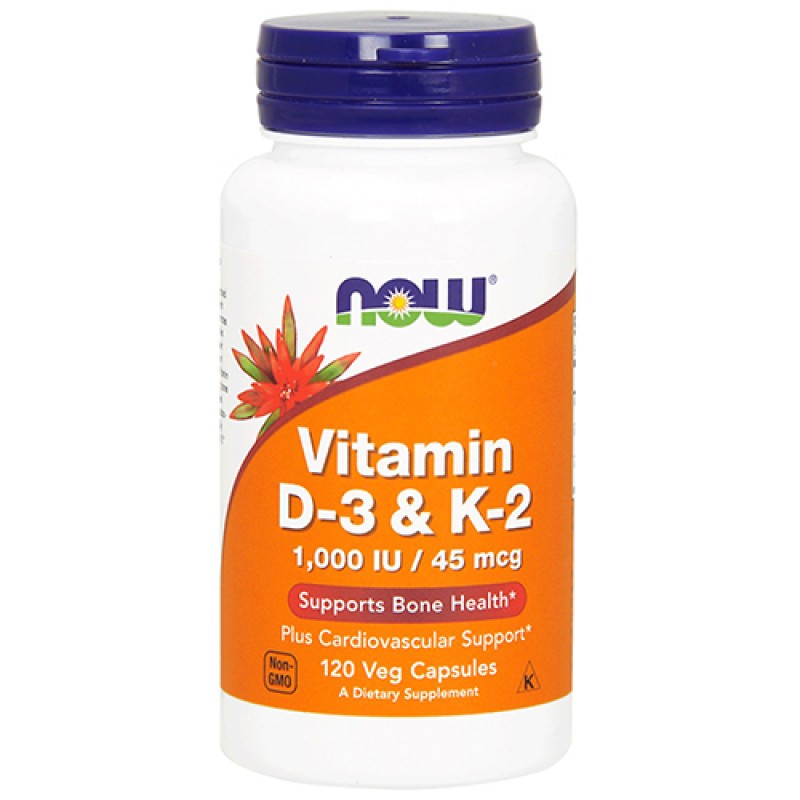 NOW - Vitamin D-3 & K-2 1000IU/45mcg (120 caps)