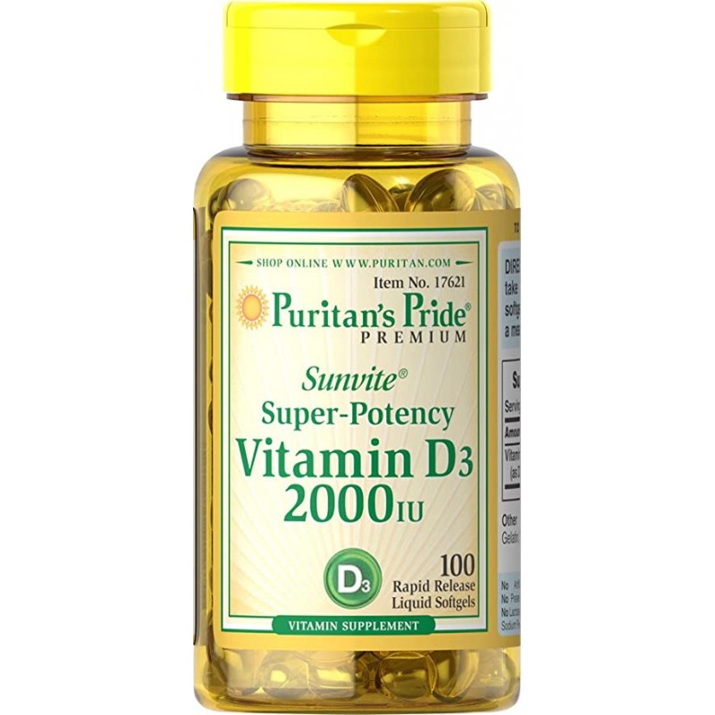 Vitamin D3 50mcg 2000 IU (100 softgels)